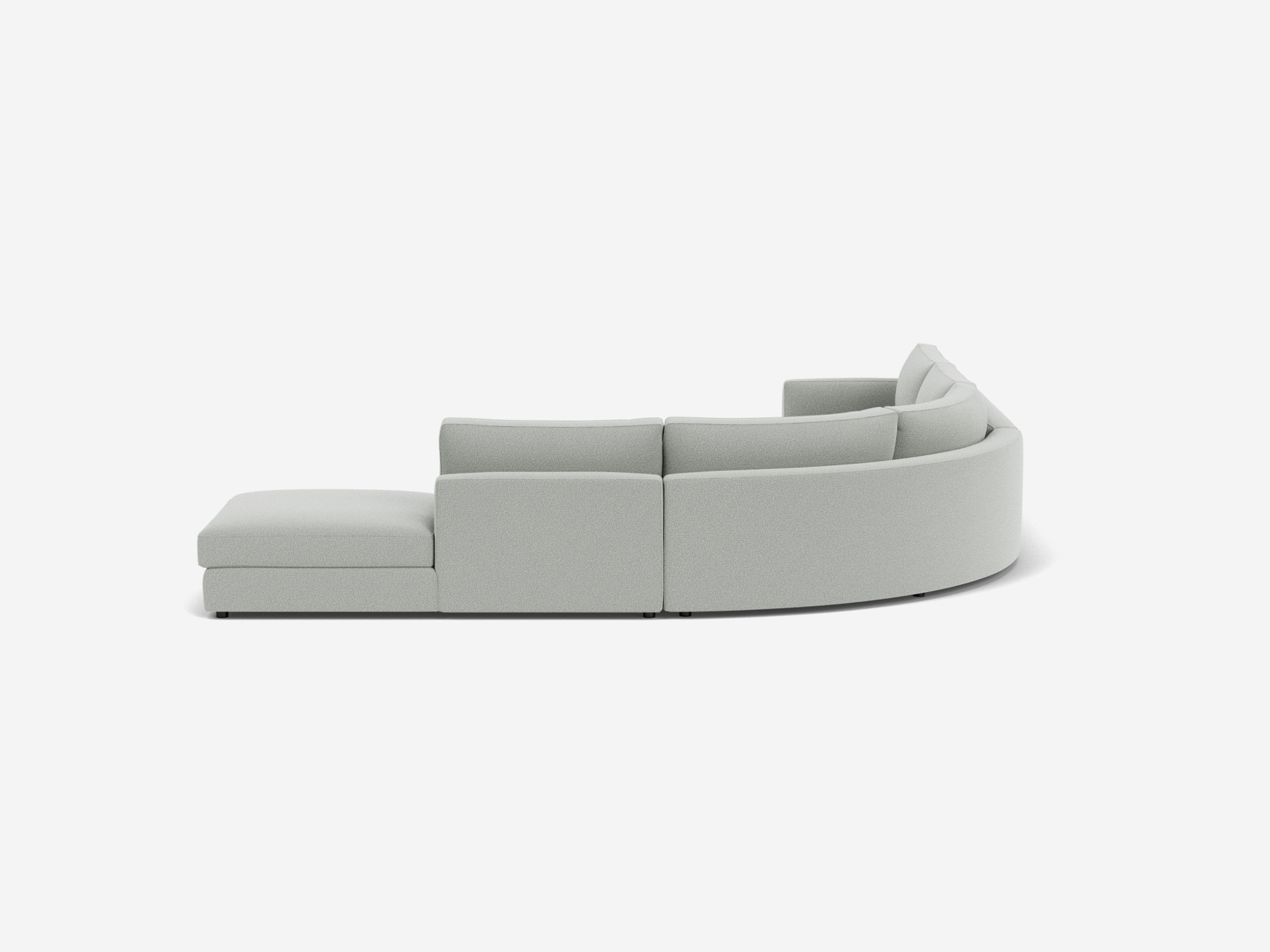 Back view of left hand facing light grey sectional sofa